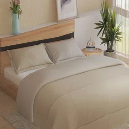 Home Centre Anantra Beige 3 Pieces 120 GSM Reversible Double Bed Comforter Set-image-61