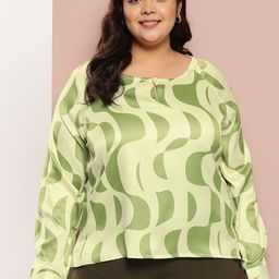 Sztori Plus Size Geometric Print Top-14