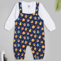 MeeMee Kids Printed Pure Cotton T-shirt with Dungarees-82