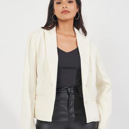 styli Women’s Regular Fit Short Length Tweed Blazer | Double Breasted Solid Jacket with Notched Lapel & Button Closure | Stylish Casual Wear image 3