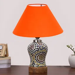 Aura Conical Orange Colored & White Printed Glass Frustum Shaped Table Lamp-27