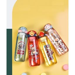 YAMAMA Cute & Colorful Bear Printed Water Bottle with Fruit Infuser, BPA-Free for Kids & Adults 600 ML  Color May Vary-image-96
