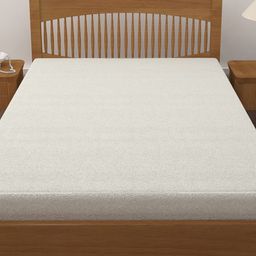 Hosta Homes Pure Cotton Double Bed King Size Dust Proof Terry Mattress Protector - White-image-2