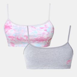 SillySally Pack Of 2 Solid & Abstract Printed Beginners Bras - Pink & Grey-image-31