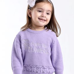 Babyoye Eco Conscious Cotton Full Sleeves Text Embroidered Pullover - Purple-picture-19