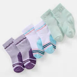 Cute Walk By Babyhug Non Terry Anti Bacterial Ankle Length Design Socks Pack of 3 - Multicolour-picture-31