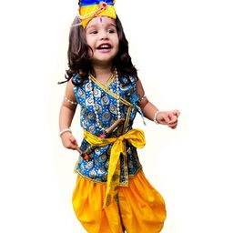 Sarvda Janmashtami Theme Set Of 9 Kanha Costume - Firozi Blue-image-76