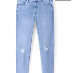 Pine Kids Cotton Rich Full Length Stretchable Denim Ripped and Washed - Ice Blue-image-9