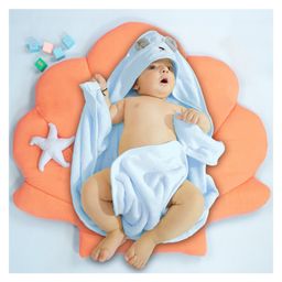 Moms Home Baby  Hooded Bath Towel - Blue - 0-2 Years - 80x80 Cms-image-6