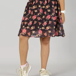 Kiddopanti Floral Printed Flared Skirt - Navy Blue-picture-44