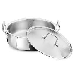 Bergner BE Bergner Essentials TriPly Stainless Steel 28 cm Biryani Handi with Lid, 6.4 L Biryani Pot, Patila Handi, Even Heat Distribution, Induction Bottom & Gas Stove Ready, 5-Year Warranty-image-68