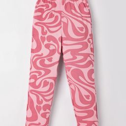 Evimo Single Jersey Knit Full Length Floral Printed Leggings - Pink-image-58