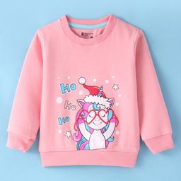 Bodycare Fleece Knit Full Sleeves Sweatshirt With Unicorn Print - Pink-image-6