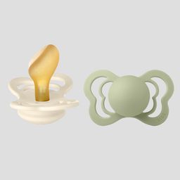 Bibs Couture Latex Anatomical Pacifier Nipple Size 2 Pack of 2 - Ivory/Sage-23