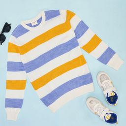 Pantaloons Junior Full Sleeves Striped Sweater - White-picture-38