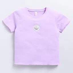 giniekids Cotton Half Sleeves Bow Patch Detailed Top - Lavender-picture-41