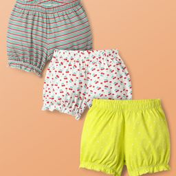 Pine Kids Cotton Elastane Knit Bloomers with Stripes & Cherry Print Pack of 3 (Color May Vary)-picture-47