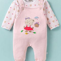 Wonderchild Teddy Bear Patch Detailed Gallice With Full Sleeves Top - Peach-image-36