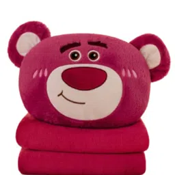 Happy Hues 2-in-1 Bear Pillow with Zipper & Blanket 160 x 110 cm Soft Travel Blanket for Kids Blanket Stores Inside Plush Animal Pillow-picture-34