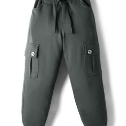 Olio Kids Cotton Knit Full Length Lounge Pant With Text Print - Olive Green-image-37