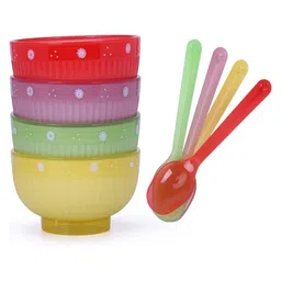 SKB Bowl Set Baby Feeding Bowl and Spoon Set, Jelly Bowl Set, Bowls for Kids with Spoon, Bowls for Snacks, Soup Bowl Set (small) - Multicolor-picture-27