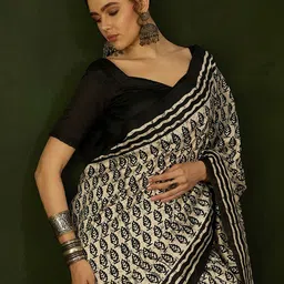 Sangria Dabu Printed Saree With Blouse Piece-50