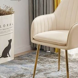 Oakcraft White & Yellow Velvet Dining Chair-image-51
