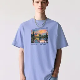 MISCHIEF MONKEY Men Applique Printed Pure Cotton T-shirt-image-94