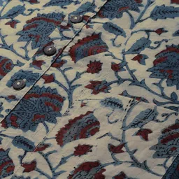 Taavi Men Off White Ajrakh Hand Block Printed Pure Cotton Kurta Set with Roll-Up Sleeves image 5