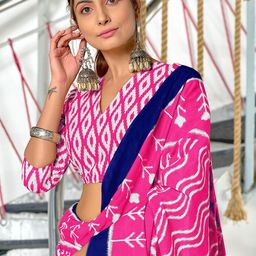 LeeliPeeri Designer Block Print Saree image 3
