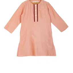 KISAH Boys Peach-Coloured & Brown Solid Straight Kurta-picture-19