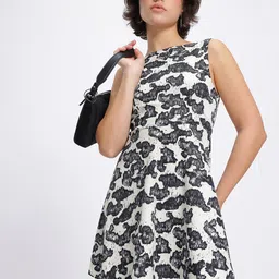 glitchez Monochrome Magic Printed A-Line Mini Dress-image-39