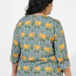 Instafab Plus Plus Size Floral Printed  Round Neck Top image 3