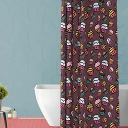 ArtzFolio Brown & Pink Abstract Printed Waterproof Shower Curtains-5