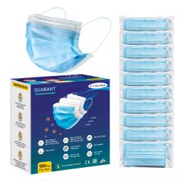 QUARANT Blue UV Sterilized 3 Ply Surgical Face Mask with Nose Pin, SURGICAL-100 (Pack of 100)-40