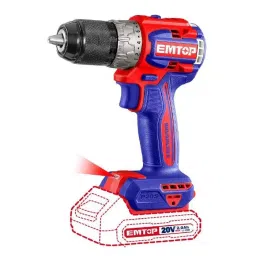 EMTOP Compact Brushless Cordless Drill 13 mm Chuck Size 20 V 0-550 / 0-2000 RPM, ECDL20602-2