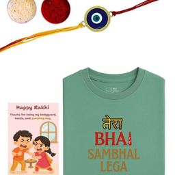 Anouk Evil Eye Rakhi With T-Shirt Greeting Card & Roli Chawal-image-12