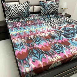 Pure Decor Majestic Pink Printed 300 TC Pure Cotton King Bedsheet Set 2.73 m x 2.78 m-image-94