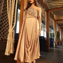 Babita M Embellished One Shoulder Satin Maxi Dress-image-13