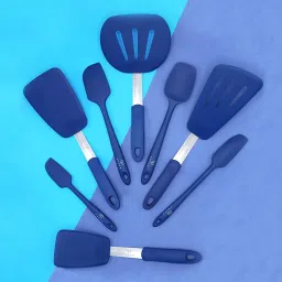 Amour Silicone Spatula Set - 8-pcs Resistant Baking Spoon & Spatulas With Heat-Resistant  (Blue)-15
