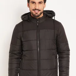VERO AMORE Men Colourblocked Quilted Hooded Jacket-image-82