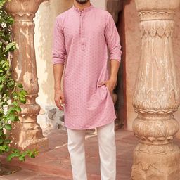 Jompers Embroidered Sequinned Mandarin Collar Kurta With Pyjamas-68