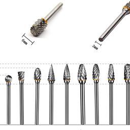 3 mm Shank Tungsten Carbide Burr Rotary File Drill Bits Cutter - 10Pieces, Round image 3