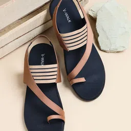 V-WALK Women Striped One Toe Flats-image-55