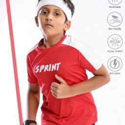 Pine Active Skin Friendly & Breathable Half Sleeves Text Print T Shirt - Red-image-56