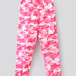 Pine Kids Cotton Knit Full Length Lounge Pant Camo Printed - Snow White Pink-image-81