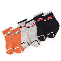 Cute Walk By Babyhug Anti Bacterial Ankle Length Socks Car Design Pack Of 3 - Multicolour-image-79