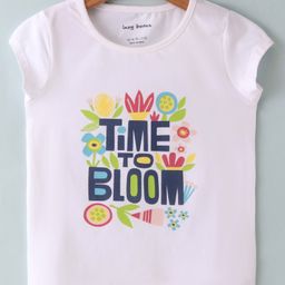 Lazy Bones Cotton Sinker Knit Half Sleeves Top Floral Print - White-picture-26