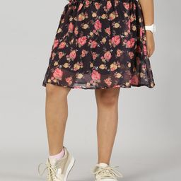 Kiddopanti Floral Printed Flared Skirt - Navy Blue-image-2