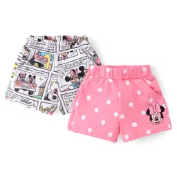 Babyhug Disney  Single jersey Shorts With Minnie Mouse Print Pack of 2 - White & Pink-picture-18